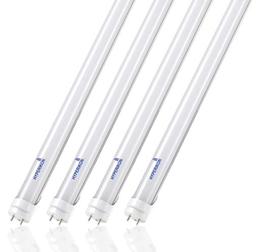 Product Cover Hyperikon T8 T12 LED Bulbs 4 Foot, 40 Watt Replacement (18W), T10 Light Tube, 5000K, UL, DLC, Dual End Ballast Bypass, Frosted, 4 Pack