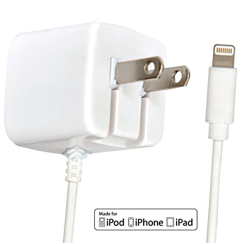 Product Cover Apple Certified iPhone Lightning Charger - Wall Plug - for iPhone 11 Pro XS Max X XR XS 8 Plus 7 6S 6 5S 5 5C SE - Pins Fold - 2.1a Rapid Power - Take for Travel - White
