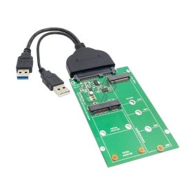 Product Cover Cablecc USB 3.0 to SATA 22pin 2.5 Hard Disk to 2 in 1 Combo Mini PCI- E 2 Lane M.2 NGFF & mSATA SSD Adapter Converter