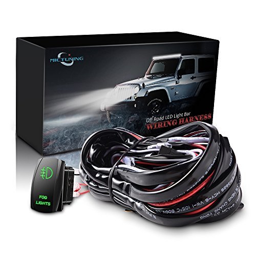Product Cover MICTUNING LED Light Bar Wiring Harness 40Amp Relay Laser Green On-Off Rocker Switch (Fog Lights)
