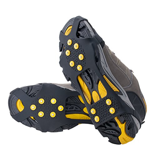 Product Cover OuterStar Ice & Snow Grips Over Shoe/Boot Traction Cleat Rubber Spikes Anti Slip 10-Stud Crampons Slip-on Stretch Footwear S/M/L/X-L(Extra 10 Studs) Large (Shoes Size: W 10-13/M 8-11)