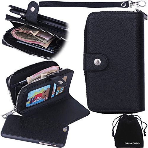 Product Cover iPhone 6s Case,iPhone 7 Case,for iPhone 8 Case, iPhone6 iPhone7 iPhone8 Girls/Men/Women Wallet Leather Detachable Magnetic Case Purse Clutch Removable Case with Black Flip Credit Card Holder Cover
