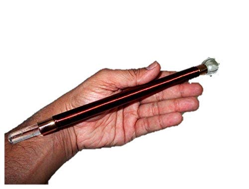 Product Cover Jet Best Quality Copper Stick Healing Wand Nepal India A++ Aura Energy Balance Cabochons Love Rare Stick Chakra Balancing Energy Himalayan Rock Crystal Reiki Meditation Image is JUST A Reference.