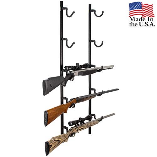 Product Cover Hold Up Displays USA Made Gun Rack Rifle Shotgun Hanger and Fishing Rod Pole Rack - Black Vein