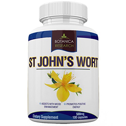 Product Cover St John's Wort Extract Supplement: 500mg Vitamin Herb For Mood, Serotonin, Dopamine, and Anxiety Relief Support. Manages Stress, Sadness, Seasonal Mild Depression. 100 Saint John Wort Capsule Pills