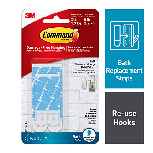 Product Cover Command 821079049512 Bath Water Resistant Refill, 2-Medium and 4-Large Strips (BATH22-ES-E), 1 Pack, Blue