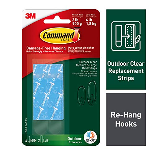 Product Cover Command Outdoor Clear Refill Strips, Re-Hang Outdoor Window Hooks (17615CLRAW-ES)