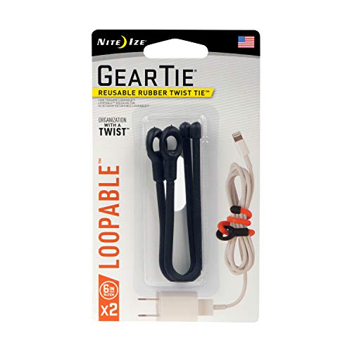 Product Cover Nite Ize GLS6-01-2R7 Gear Loopable Twist Tie, 6-Inch, Black