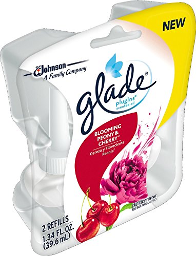 Product Cover Glade PlugIns Scented Oil Refill Blooming Peony & Cherry, Essential Oil Infused Wall Plug In, 1.34 oz, Pack of 2
