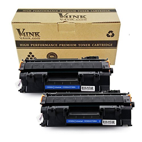 Product Cover V4INK 2PK Compatible Toner Cartridge Replacement for HP 05A CE505A Toner Cartridge for use in HP LaserJet P2035 P2035n P2055dn P2055 P2055d , Pro 400 m401n m401dne m401dw MFP M425dN M425dw Printer Ink