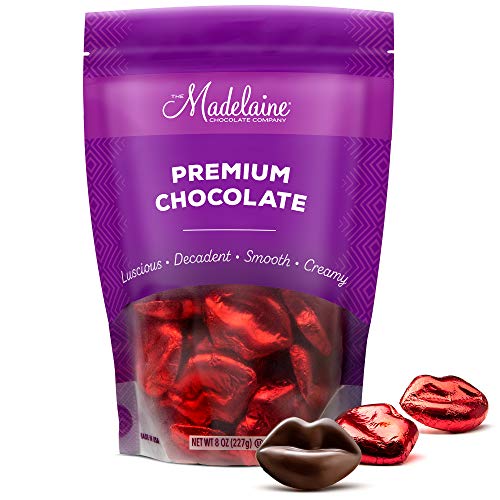 Product Cover Madelaine Chocolate Lips - Valentine's Day Chocolate Candy - Premium Milk Chocolate Lips Individually Wrapped In Red Italian Foils (1/2 LB)
