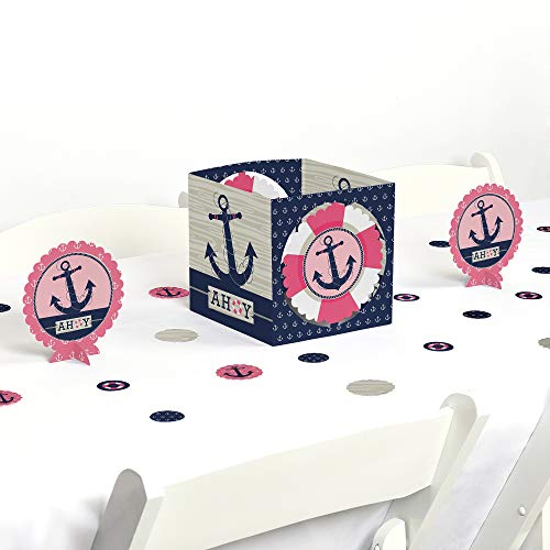 Product Cover Big Dot of Happiness Ahoy - Nautical Girl - Baby Shower or Birthday Party Centerpiece & Table Decoration Kit