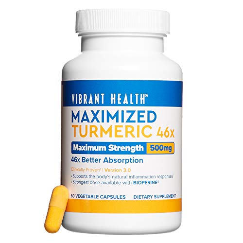 Product Cover Vibrant Health - Maximized Turmeric 46x, High Antioxidant Turmeric, Supports Pain Management + Healthy brain function, 60 count (FFP)