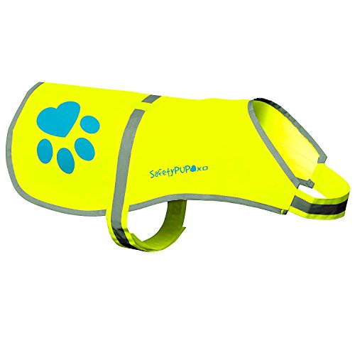 Product Cover Dog Reflective Vest Sizes to Fit Dogs 14 lbs to 130 lbs - SafetyPUP XD Hi Vis Safety Vest Keeps Dogs Visible On and Off Leash in Both Urban and Rural Environments. (Neon Yellow Large) Large Fits Dogs 61lbs - 95lbs