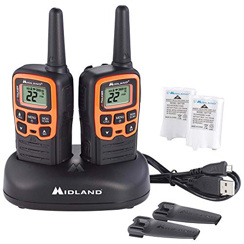 Product Cover Midland - X-TALKER T51VP3, 22 Channel FRS Walkie Talkie - Up to 28 Mile Range Two-Way Radio, 38 Privacy Codes, NOAA Weather Alert (Pair Pack) (Black/Orange)
