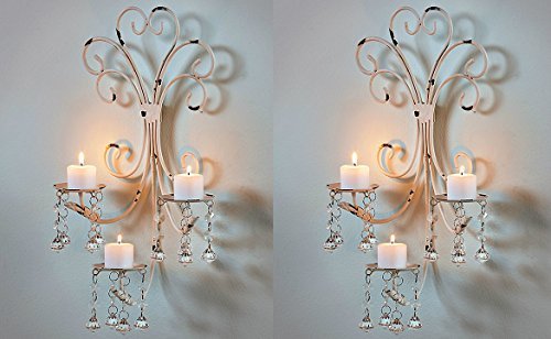 Product Cover Set of 2 Wall Chandelier Candle Holder Sconce Shabby Chic Elegant Scrollwork Decorative Metal Vintage Style Decorative Home Accent Decoration