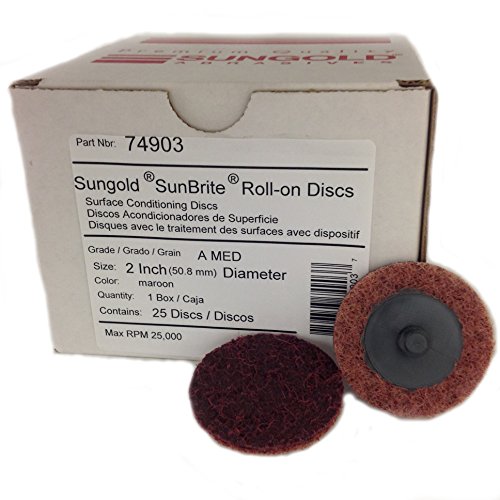 Product Cover Sungold Abrasives 74903 Medium Non Woven Surface Conditioning R-Type Quick Change Disc, 2-Inch, Maroon (25/box)