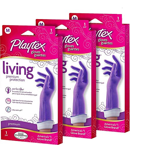 Product Cover Playtex Living Reuseable Rubber Cleaning Gloves (Medium, Pack - 3)