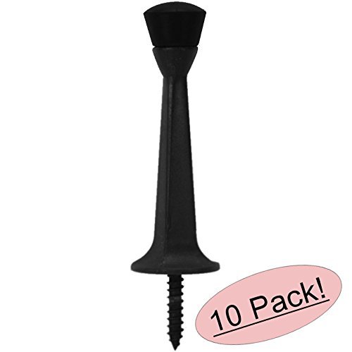 Product Cover Designers Impressions Matte Black Heavy Duty Solid Rigid Door Stop w/ Rubber Tip : 2643 - 10 Pack