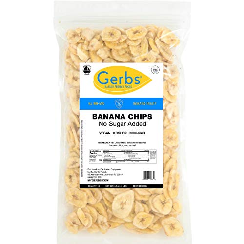 Product Cover Banana Chips Unsweetened by Gerbs - 2 LB Deal - Unsulfured - Top 11 Allergen Friendly & Non GMO - Product of Philippians