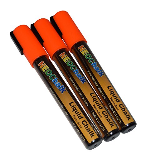 Product Cover NeoChalk Liquid Chalk Marker Chisel Tip - Neon Orange - Set of 3 Markers