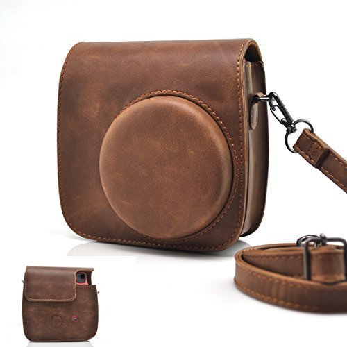 Product Cover HelloHelio Classic Vintage PU Leather Instax Camera Compact Case For Fujifilm Instax Mini 8 Instant Film Camera (Brown)