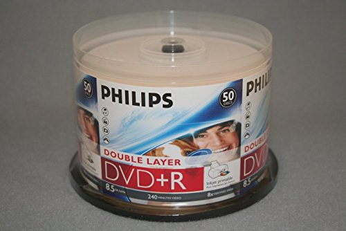 Product Cover PHILIPS DVD+R 8.5G INKJET DUAL, LAYER,CAKE BOX, 50PKS, 600/CRN A2