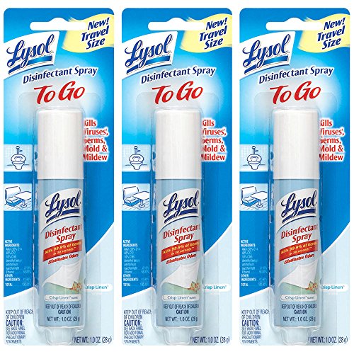 Product Cover Lysol Disinfectant Spray to Go, Crisp Linen, 1 Ounce (Pack of 3)