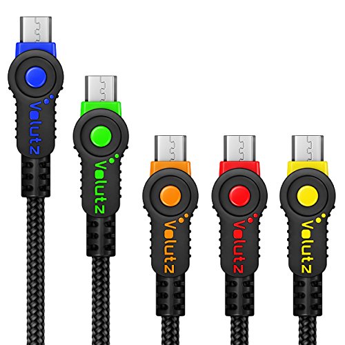 Product Cover Volutz USB to Micro USB Nylon Jacketed Turbo Fast Cable (10ft, 6.5ft, 3X 3.3ft) -Pack of 5