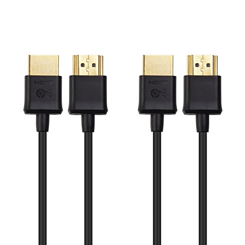 Product Cover Cable Matters 2-Pack Ultra Thin HDMI Cable (Ultra Slim HDMI Cable) 4K Rated with Ethernet 3 Feet