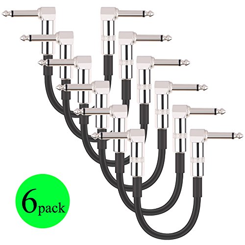 Product Cover Donner Guitar Patch Cable 6-Pack 15cm 1/4 Inch Right Angle PVC For Instrument Effect Pedal
