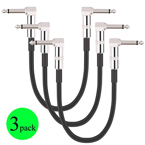 Product Cover Donner Guitar Patch Cable 3-Pack 30cm 1/4 Inch Right Angle PVC For Instrument Jumper Cable
