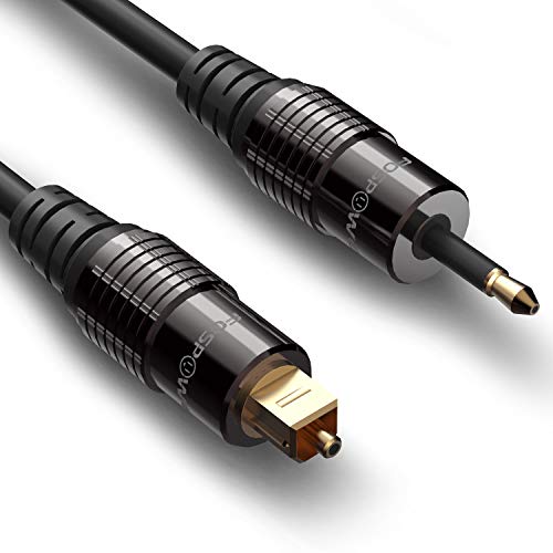 Product Cover Fospower 6 Feet 24K Gold Plated Toslink To Mini Toslink Digital Optical S Pdif Audio Cable With Metal Connectors Strain-Relief Pvc Jacket 03 Feet / 0.9 Meters
