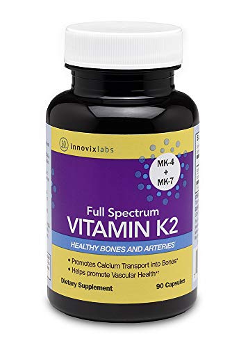 Product Cover InnovixLabs Full Spectrum Vitamin K2 with MK-7 and MK-4. Pure Trans Bioactive Form. 600 mcg K2 per Pill. Soy and Gluten Free and Non-GMO. 90 Capsules.