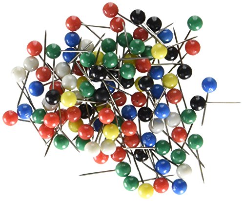 Product Cover U Brands Map Push Pins, Plastic Head, Steel Point, Assorted Colors, 100-Count - 659U08-24