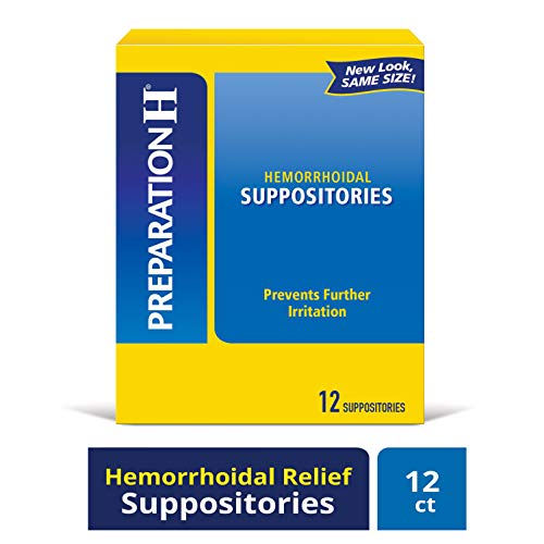 Product Cover Preparation H Hemorrhoid Symptom Treatment Suppositories, Burning, Itching & Discomfort Relief, 12 Count (package may vary)