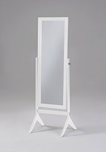 Product Cover White Finish Wooden Cheval Bedroom Free Standing Floor Mirror (Cheval White) by eHomeProducts