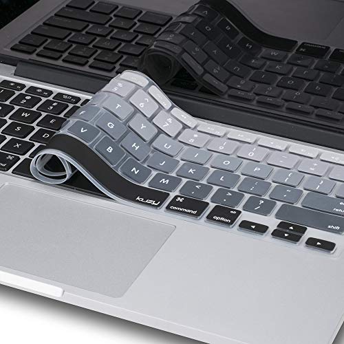 Product Cover Kuzy - MacBook Keyboard Cover for Older Version MacBook Pro 13, 15, 17 inch and MacBook Air 13 inch, iMac Wireless Keyboard, Apple Computer Accessories Key Board Silicone Skin Protector - Ombre Gray
