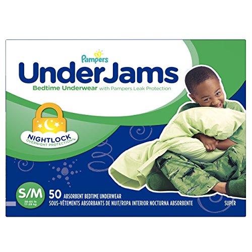 Product Cover Pampers UnderJams Bedtime Bedwetting Underwear for Boys, Size Small/Medium Overnight Diapers, 50 Count