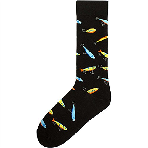 Product Cover K. Bell Socks Men's Fishing Lures Crew, Black, 10-13