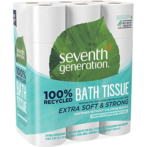 Product Cover Seventh Generation 100% Recycled Bathroom Tissue, Two-Ply, White, 300 Sheets/Roll, 24 Rolls/Pack (13738)