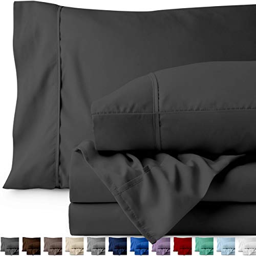 Product Cover Bare Home Full XL Sheet Set - Kids Size - Premium 1800 Ultra-Soft Microfiber Sheets Full Extra Long - Double Brushed - Hypoallergenic - Wrinkle Resistant (Full XL, Grey)