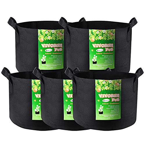 Product Cover VIVOSUN 5-Pack 5 Gallon Grow Bags Heavy Duty 300G Thickened Nonwoven Plant Fabric Pots with Handles
