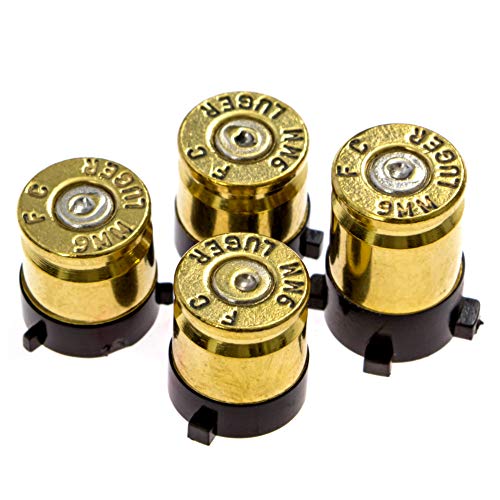 Product Cover Xbox One Bullet Buttons Raplacement A B X Y Real Bullet Brass Casings Gold Brass w/ Silver Nickel Primer