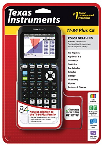 Product Cover Texas Instruments TI-84 Plus CE Graphing Calculator, Black