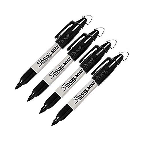 Product Cover Sharpie Mini Permanent Markers with Golf Keychain Clips, Fine Point, Black Ink, Pack of 4