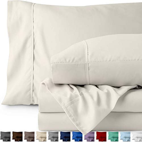 Product Cover Bare Home Twin XL Sheet Set - College Dorm Size - Premium 1800 Ultra-Soft Microfiber Sheets Twin Extra Long - Double Brushed - Hypoallergenic - Wrinkle Resistant (Twin XL, Ivory)