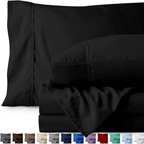 Product Cover Bare Home Twin XL Sheet Set - College Dorm Size - Premium 1800 Ultra-Soft Microfiber Sheets Twin Extra Long - Double Brushed - Hypoallergenic - Wrinkle Resistant (Twin XL, Black)