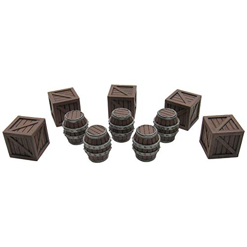 Product Cover Crates and Barrels, Terrain Scenery for Tabletop 32mm Miniatures Wargame, 3D Printed and Paintable, EnderToys
