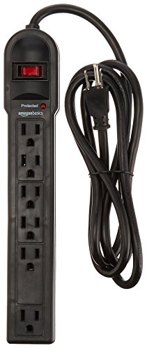 Product Cover AmazonBasics 6-Outlet Surge Protector Power Strip, 790 Joule - Black